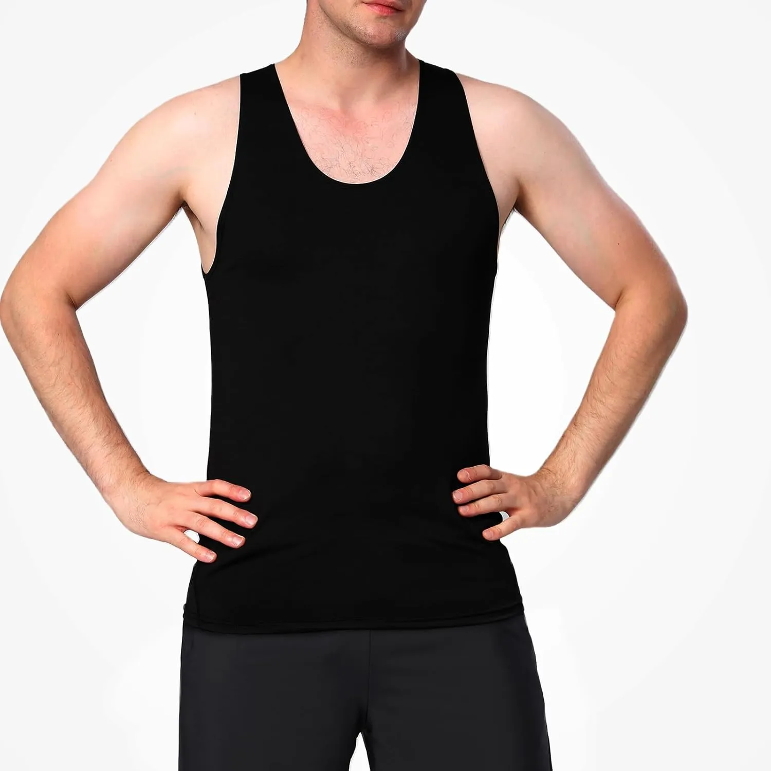 HYCOPROT 3 Pack Men's Athletic Compression Shirt Sleeveless Muscle Dry Fit Workout Tank Top for Running Training