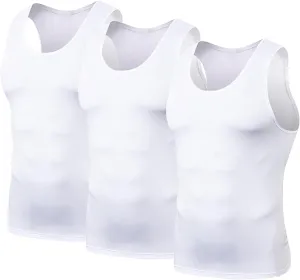 HYCOPROT 3 Pack Men's Athletic Compression Shirt Sleeveless Muscle Dry Fit Workout Tank Top for Running Training