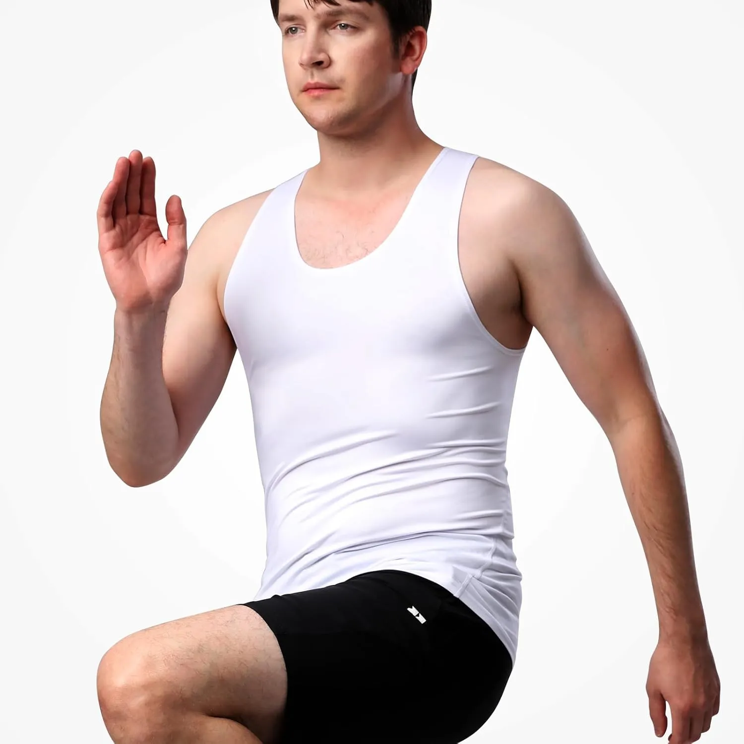HYCOPROT 3 Pack Men's Athletic Compression Shirt Sleeveless Muscle Dry Fit Workout Tank Top for Running Training