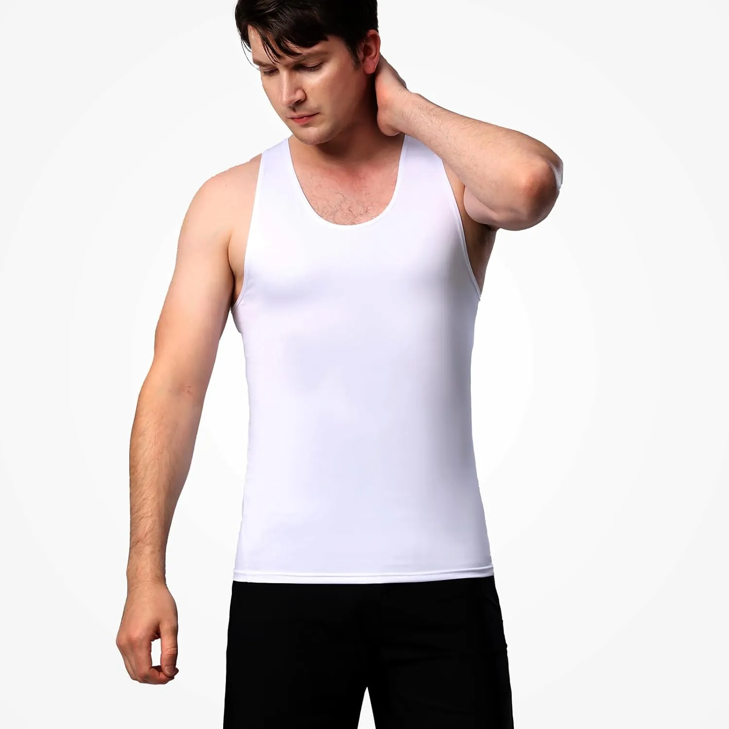 HYCOPROT 3 Pack Men's Athletic Compression Shirt Sleeveless Muscle Dry Fit Workout Tank Top for Running Training