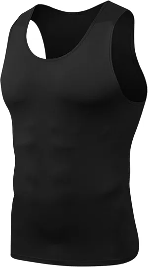 HYCOPROT 3 Pack Men's Athletic Compression Shirt Sleeveless Muscle Dry Fit Workout Tank Top for Running Training