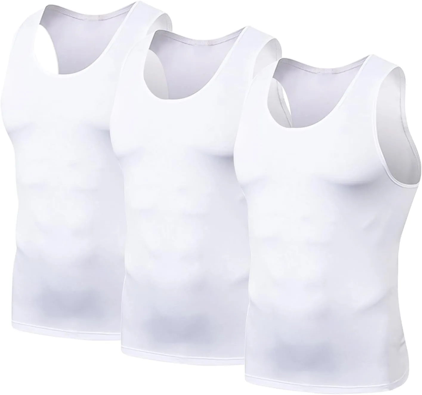 HYCOPROT 3 Pack Men's Athletic Compression Shirt Sleeveless Muscle Dry Fit Workout Tank Top for Running Training