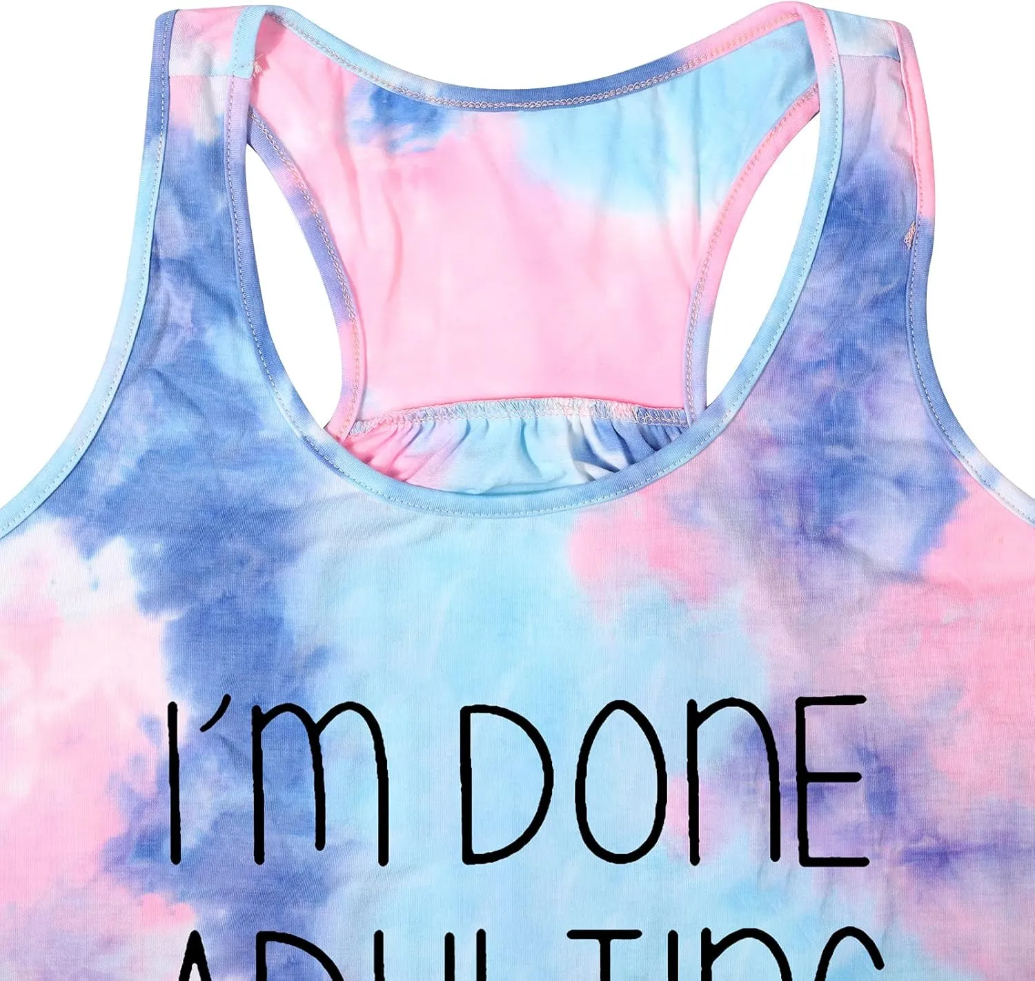 I Am Done Adulting Tank for Women Summer Vacation Tanks Top Funny Letters Sleeveless T-Shirts