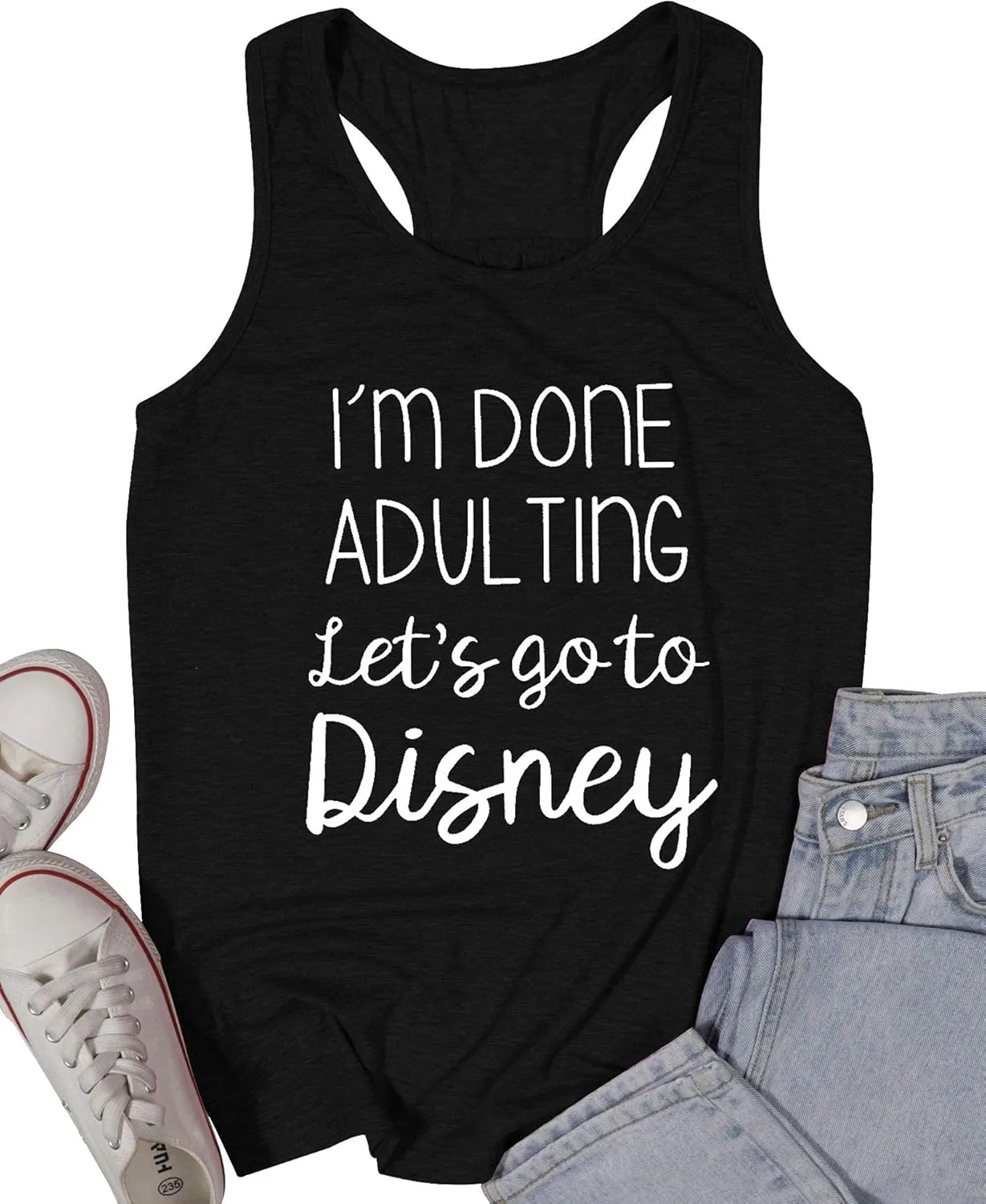 I Am Done Adulting Tank for Women Summer Vacation Tanks Top Funny Letters Sleeveless T-Shirts