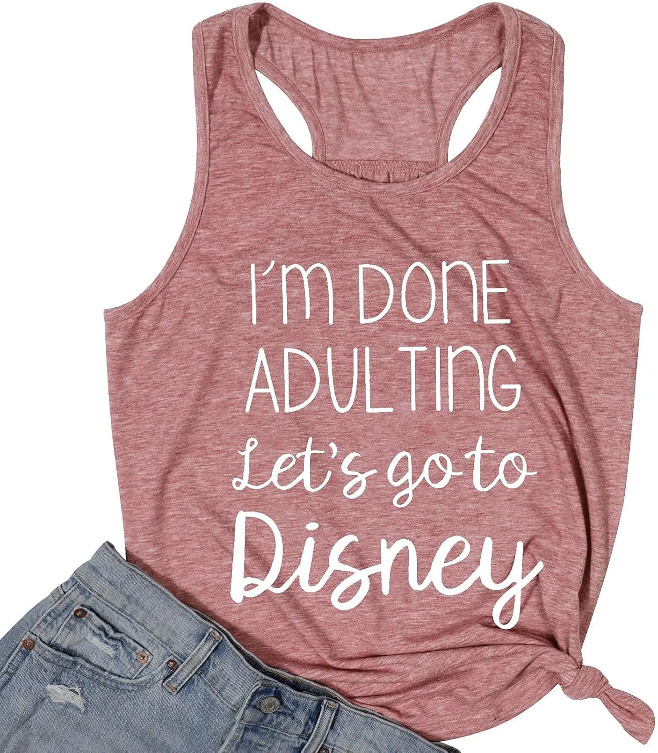 I Am Done Adulting Tank for Women Summer Vacation Tanks Top Funny Letters Sleeveless T-Shirts