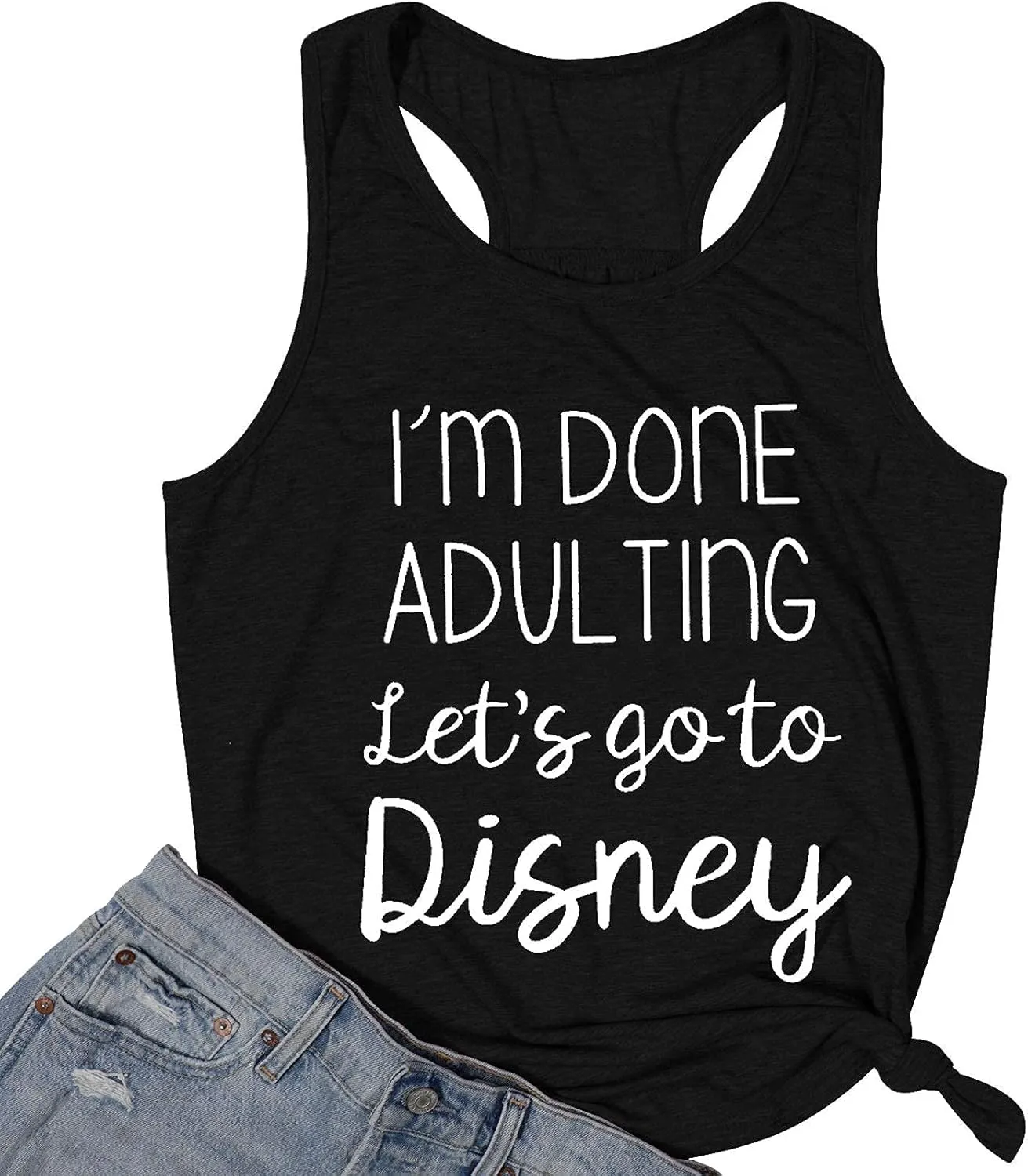 I Am Done Adulting Tank for Women Summer Vacation Tanks Top Funny Letters Sleeveless T-Shirts