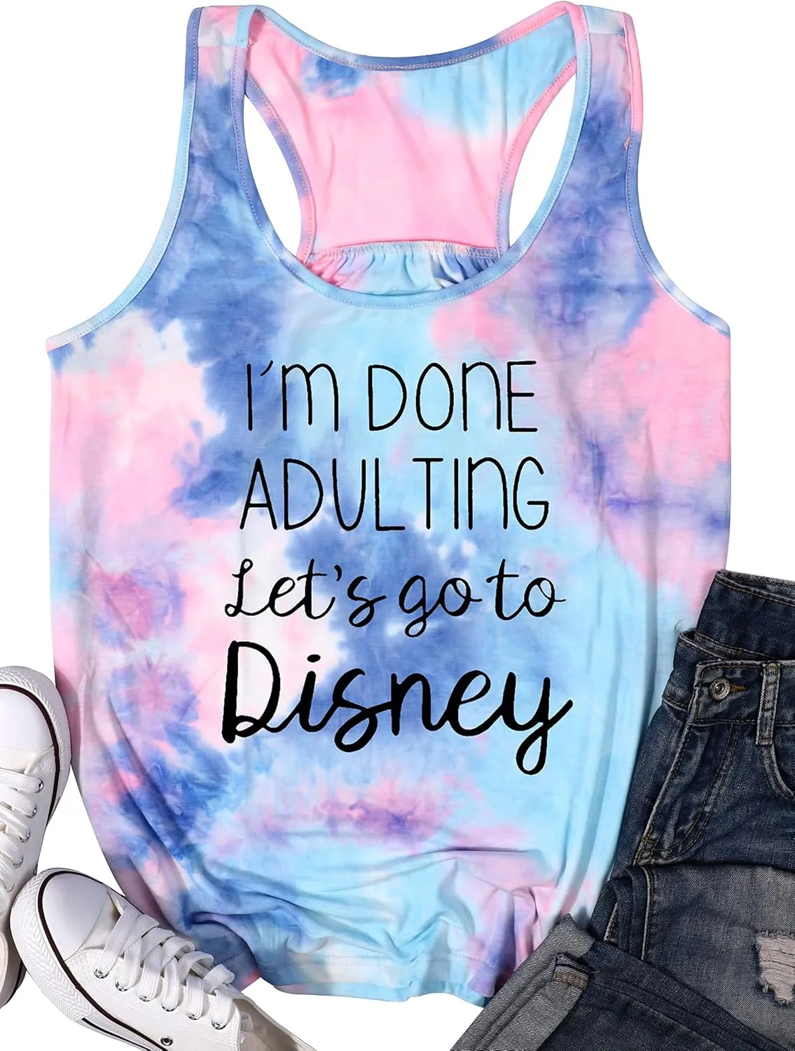 I Am Done Adulting Tank for Women Summer Vacation Tanks Top Funny Letters Sleeveless T-Shirts