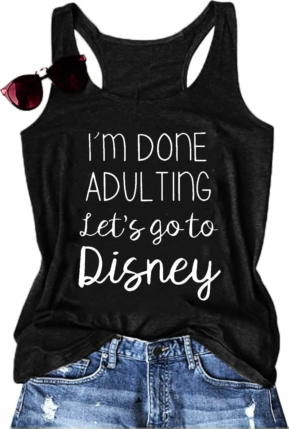 I Am Done Adulting Tank for Women Summer Vacation Tanks Top Funny Letters Sleeveless T-Shirts