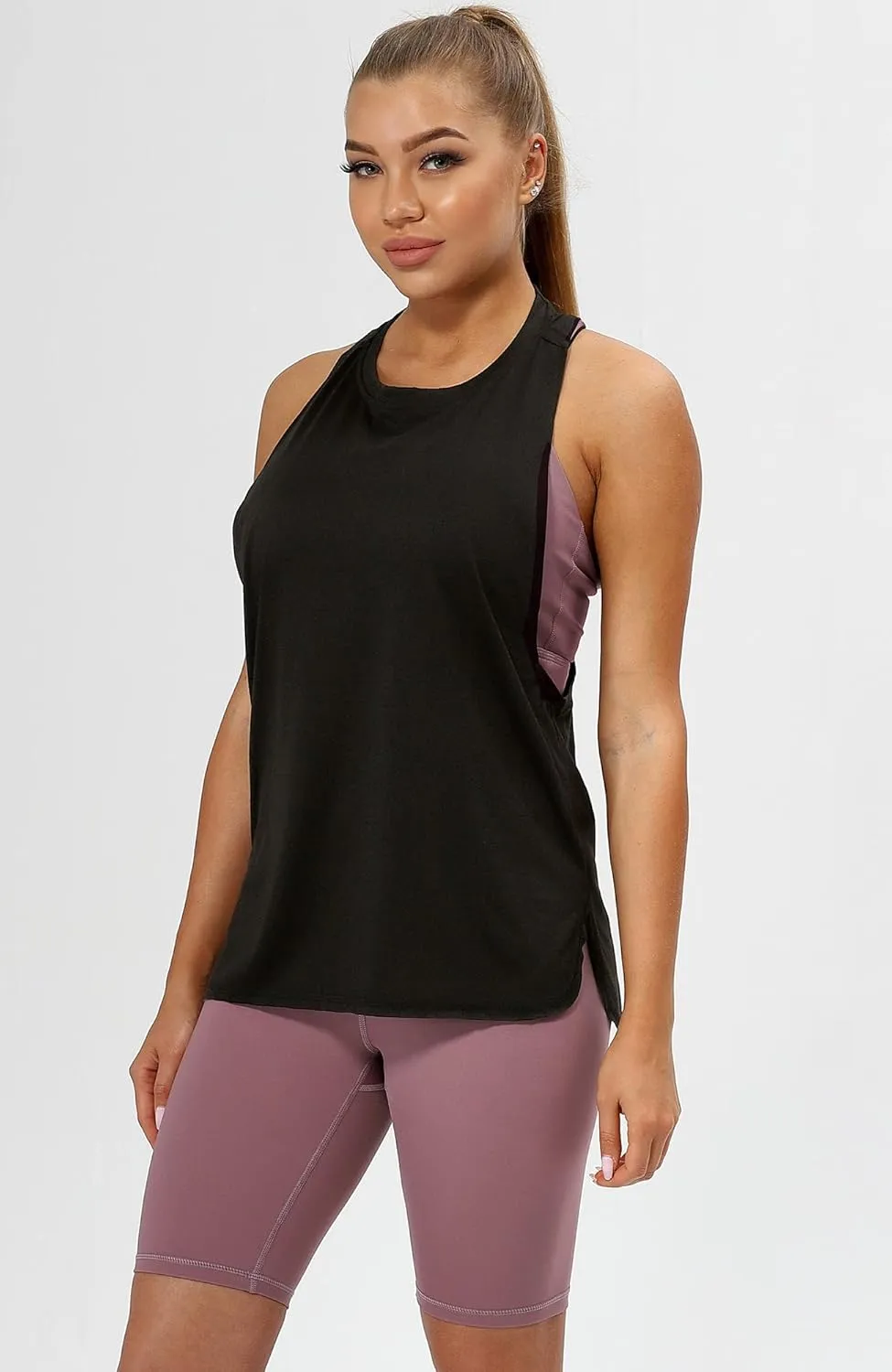 icyzone Women's Racerback High Neck Workout Athletic Yoga Muscle Tank Tops