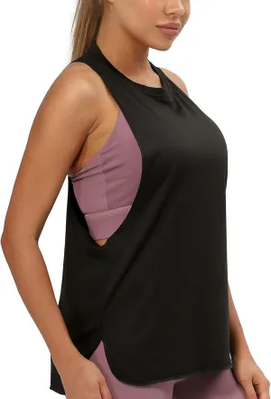 icyzone Women's Racerback High Neck Workout Athletic Yoga Muscle Tank Tops