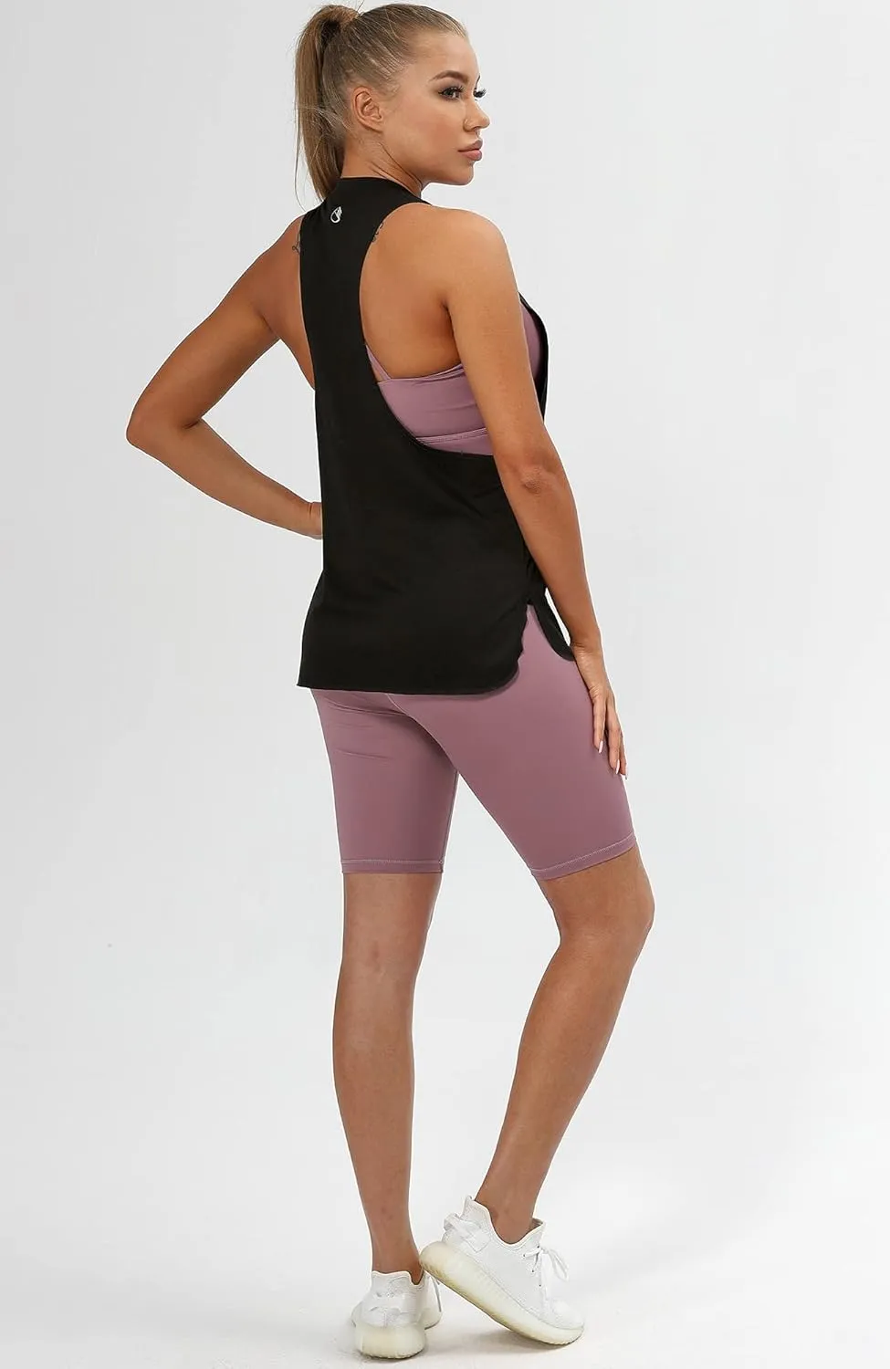 icyzone Women's Racerback High Neck Workout Athletic Yoga Muscle Tank Tops