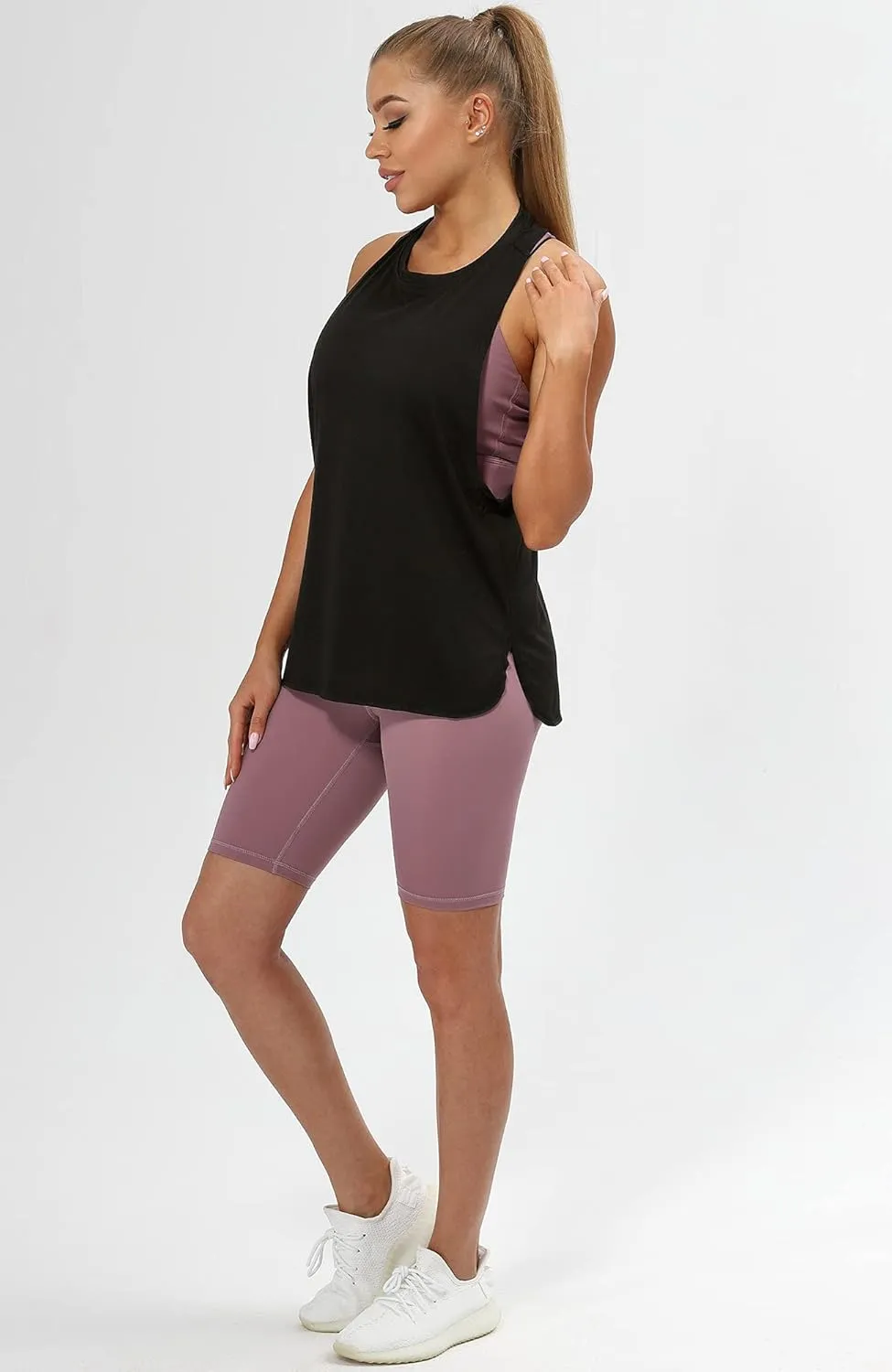 icyzone Women's Racerback High Neck Workout Athletic Yoga Muscle Tank Tops