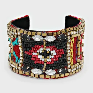 iLLASPARKZ Boho Beaded Woven Cuff Bracelet