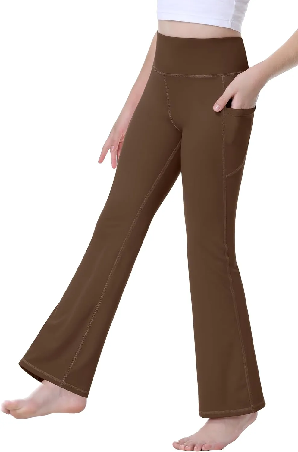 IUGA Girls Flare Leggings High Waist Cute Preppy Clothes for Girls Uniform Pants with Pockets Bell Bottom Pants