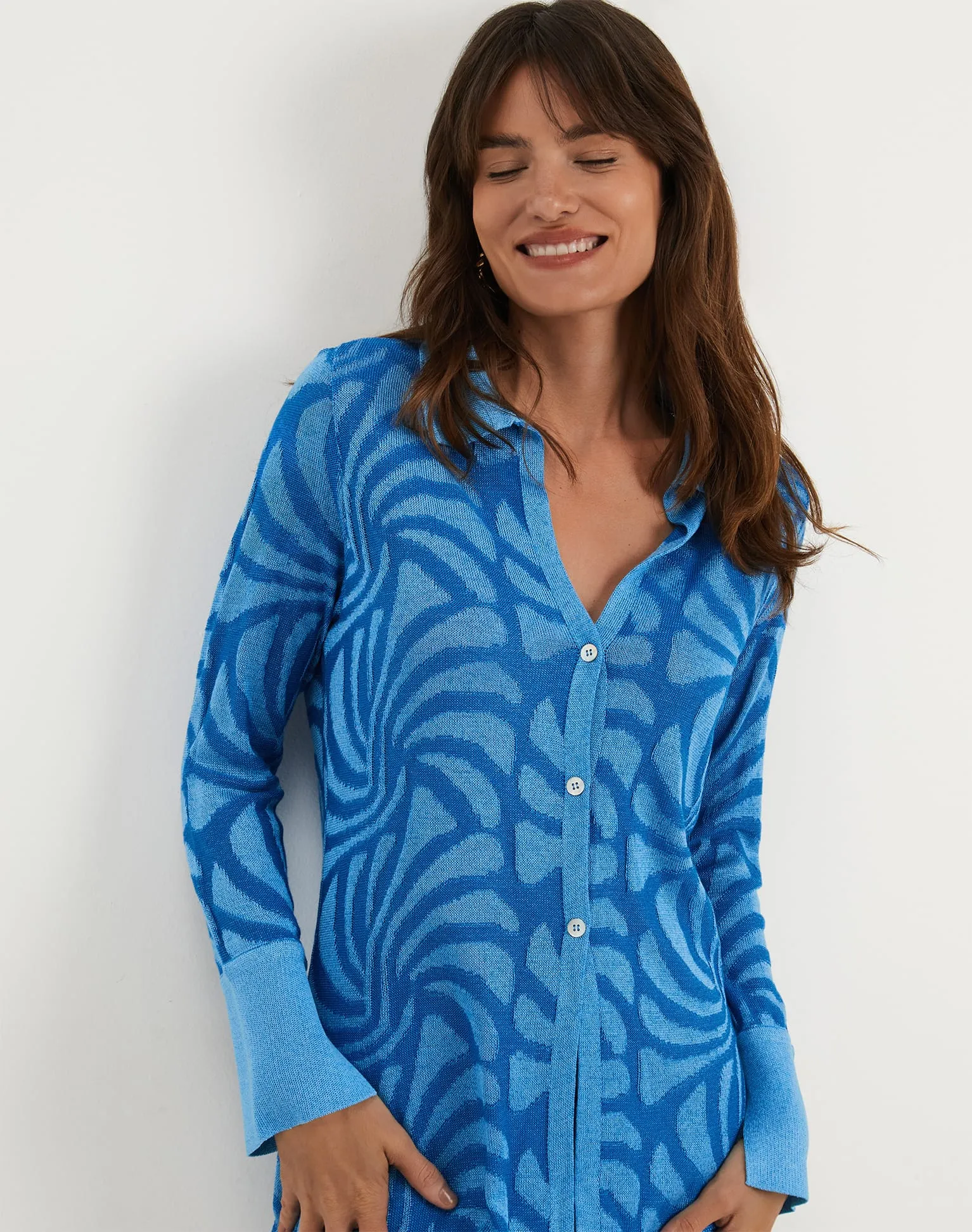Jacquard Lara Blouse - Neptune
