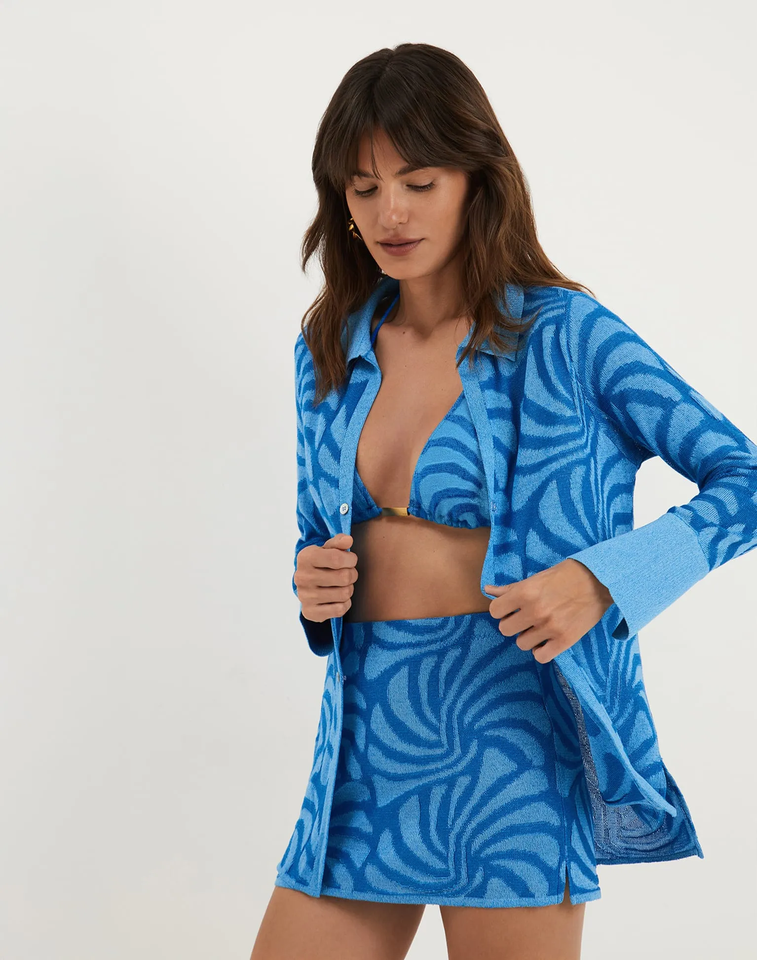 Jacquard Lara Blouse - Neptune