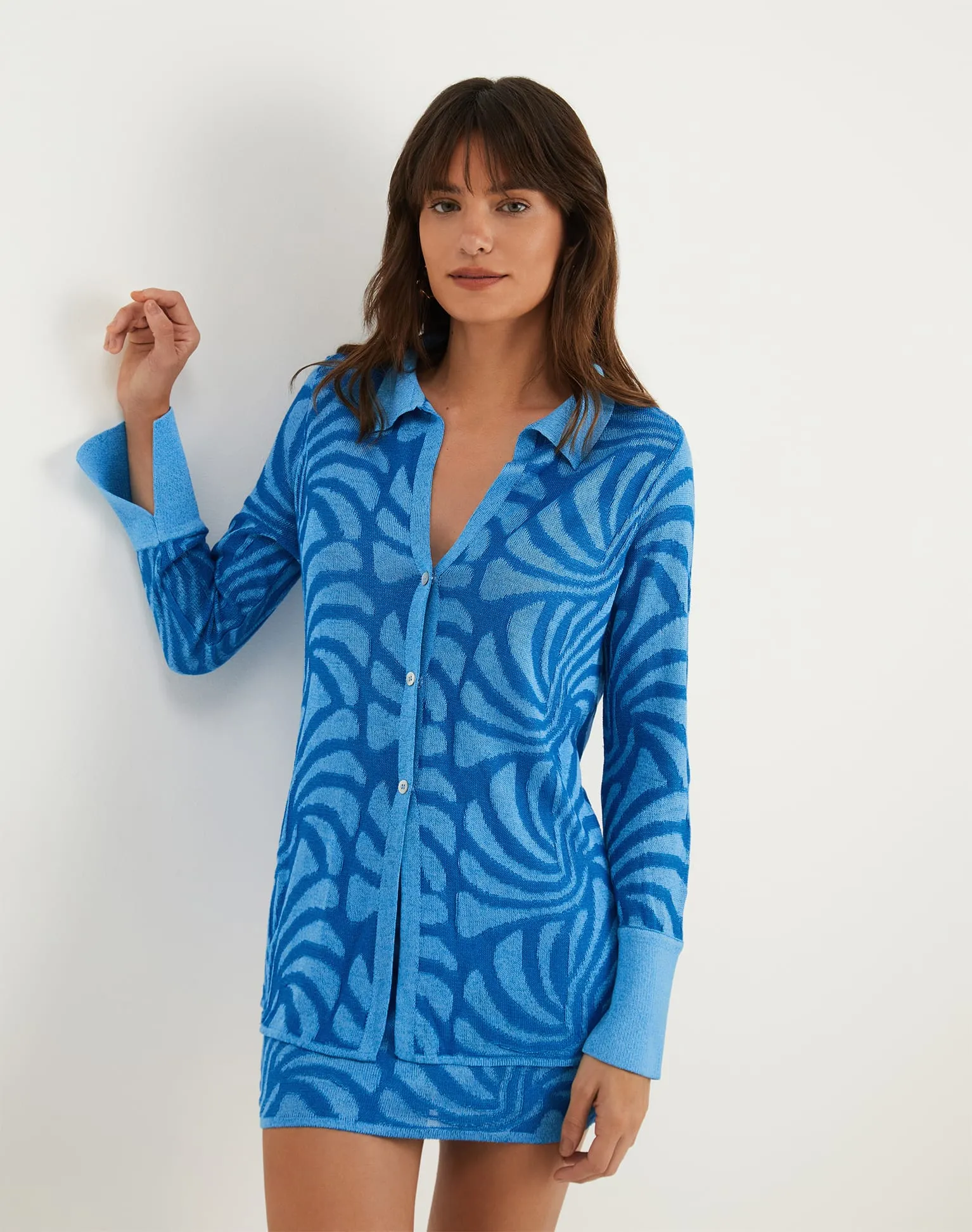 Jacquard Lara Blouse - Neptune