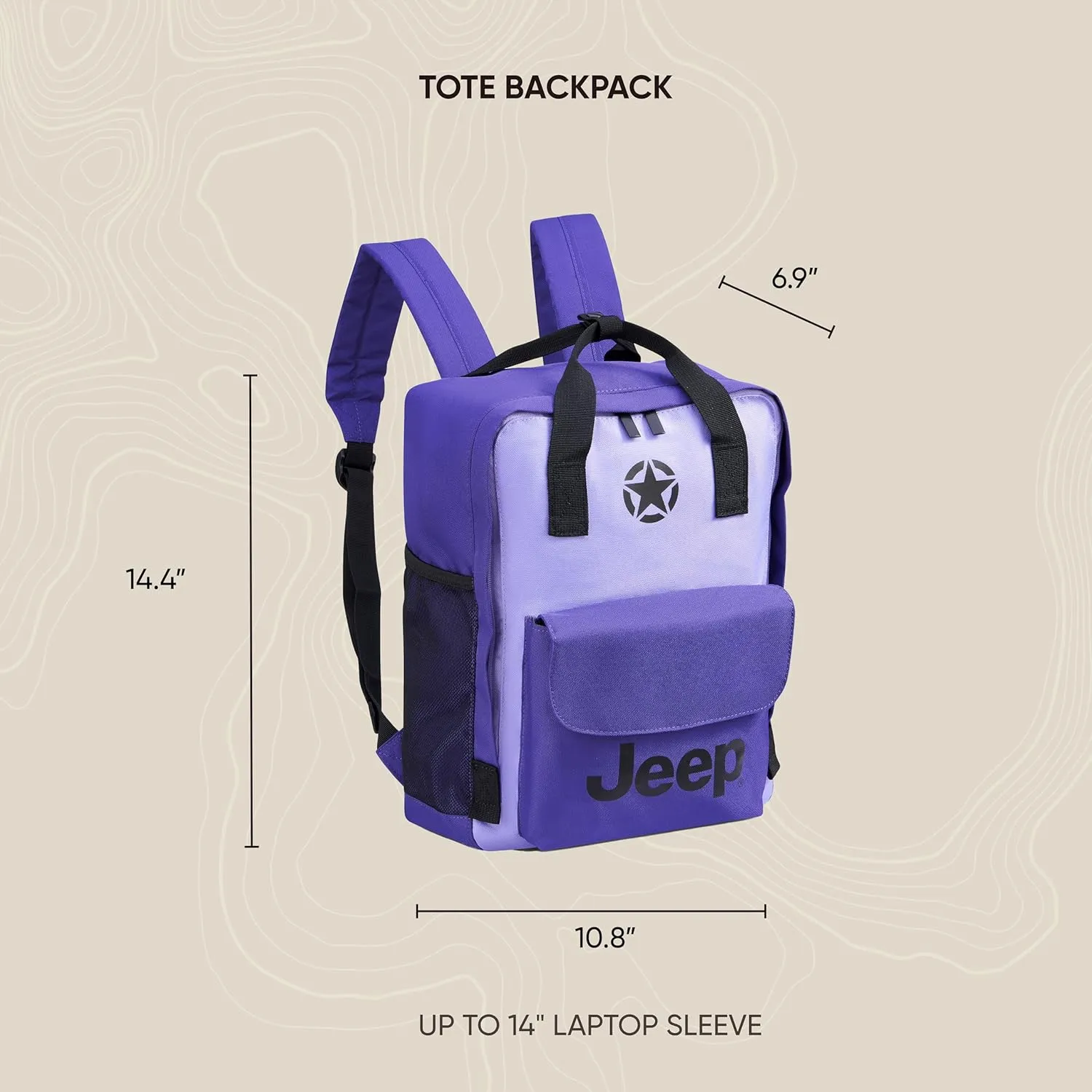 Jeep JS014D Tote Travel Backpack, Blue, 14" Laptop