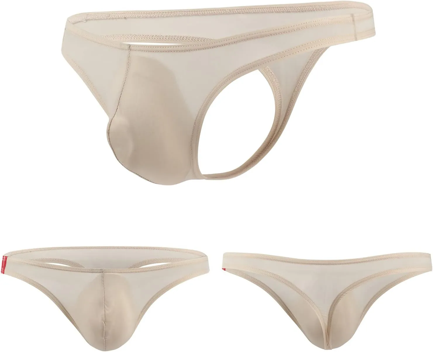 JEsilunmaMY Sexy Ice Silk Thong for Men Low Rise Bulge Pouch G-String Bikini Briefs See Through Supporter Jockstrap Underwear