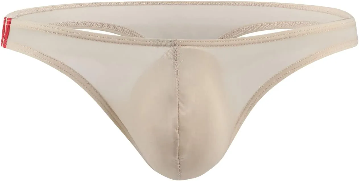 JEsilunmaMY Sexy Ice Silk Thong for Men Low Rise Bulge Pouch G-String Bikini Briefs See Through Supporter Jockstrap Underwear