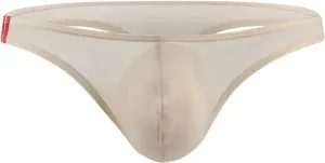 JEsilunmaMY Sexy Ice Silk Thong for Men Low Rise Bulge Pouch G-String Bikini Briefs See Through Supporter Jockstrap Underwear