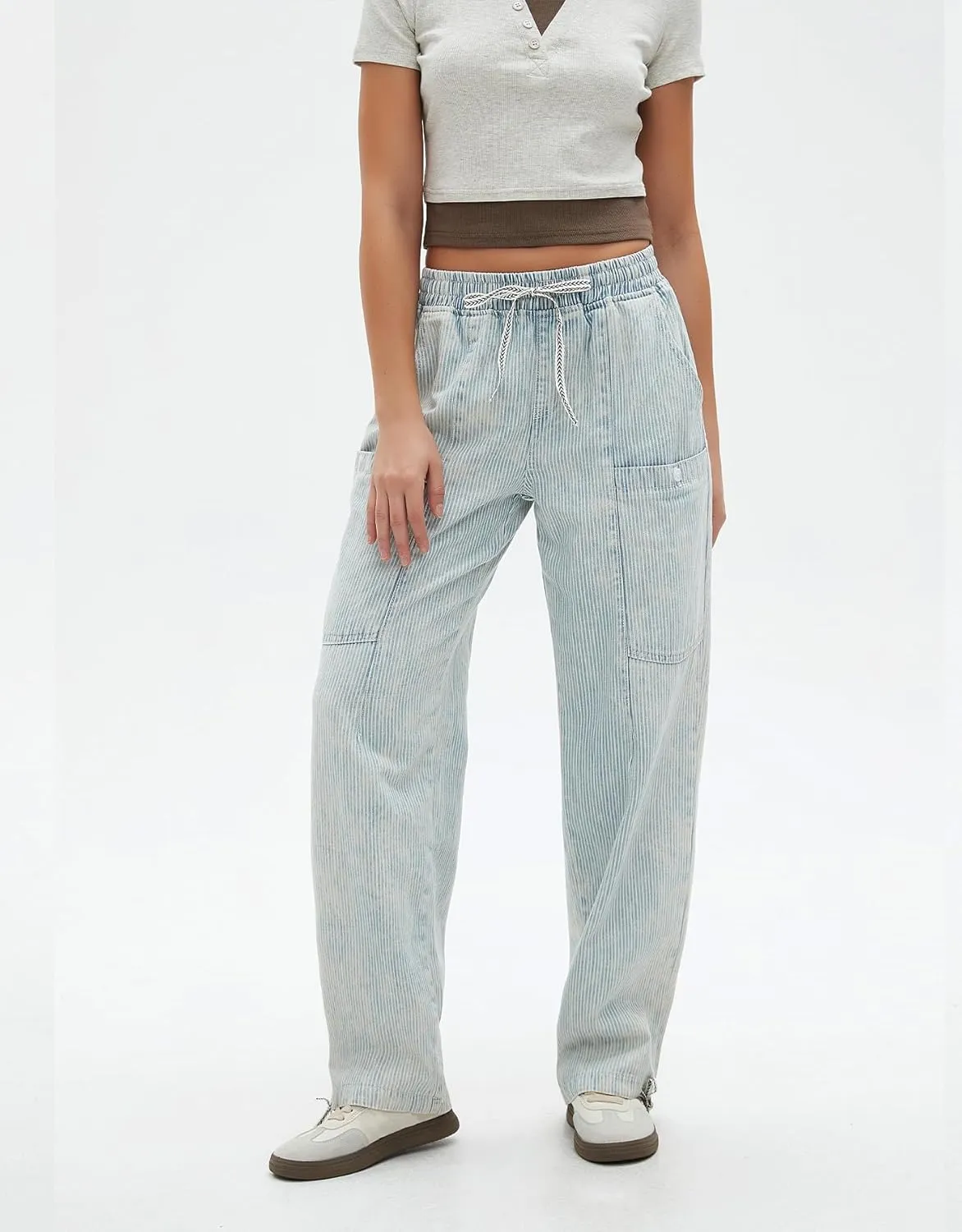 Kedera Women's Baggy Barrel Jeans Wide Leg Boyfriend Low Rise Elastic Waist Denim Pants Y2K Trousers