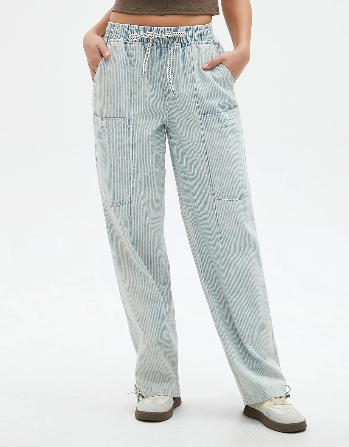 Kedera Women's Baggy Barrel Jeans Wide Leg Boyfriend Low Rise Elastic Waist Denim Pants Y2K Trousers