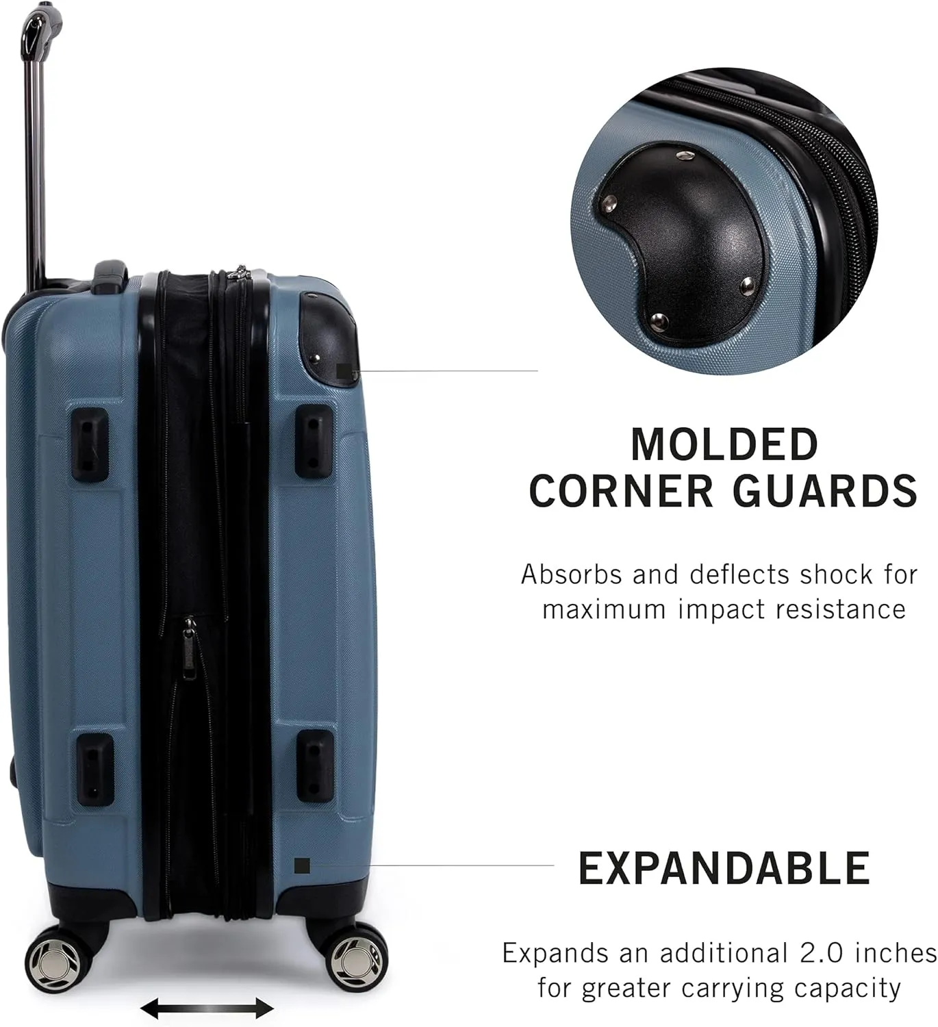 Kenneth Cole REACTION Renegade Luggage Expandable 8-Wheel Spinner Lightweight Hardside Suitcase, Granite Blue, 28-Inch Checked