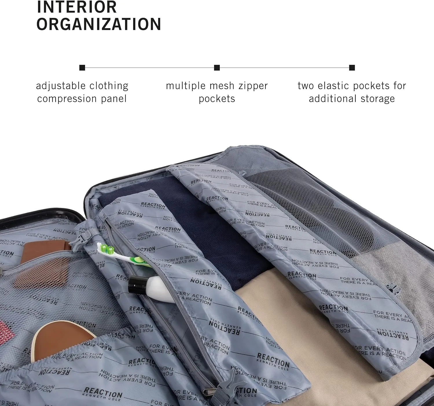 Kenneth Cole REACTION Renegade Luggage Expandable 8-Wheel Spinner Lightweight Hardside Suitcase, Granite Blue, 28-Inch Checked