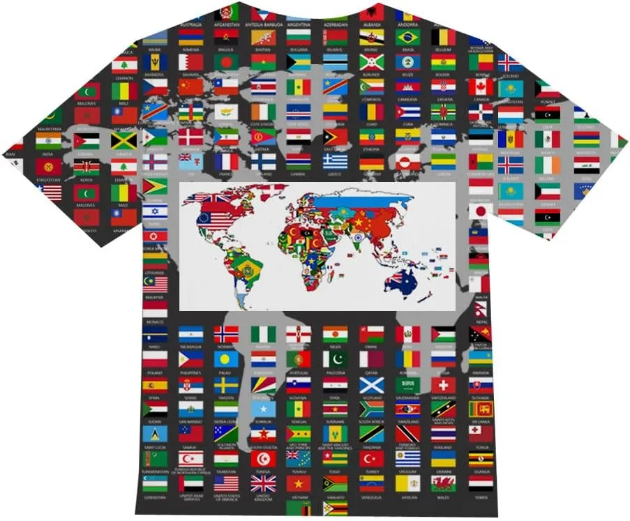 Kids Print 3D Print World Flags of The Countries Funny Graphic Pattern Holiday Tees Shirts for Youth Boys Girls 4-14 Years