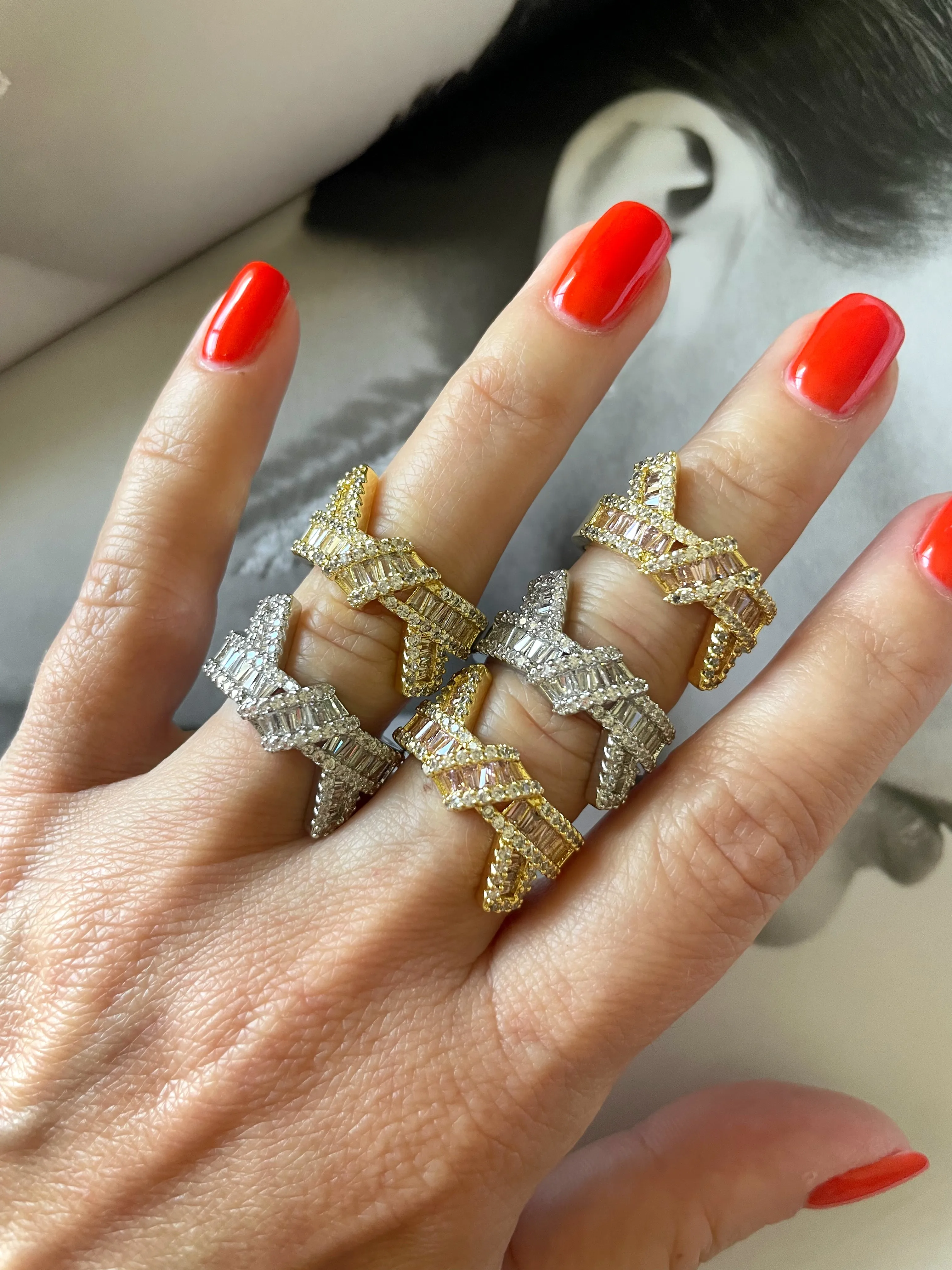 Knotted Baguettes Ring