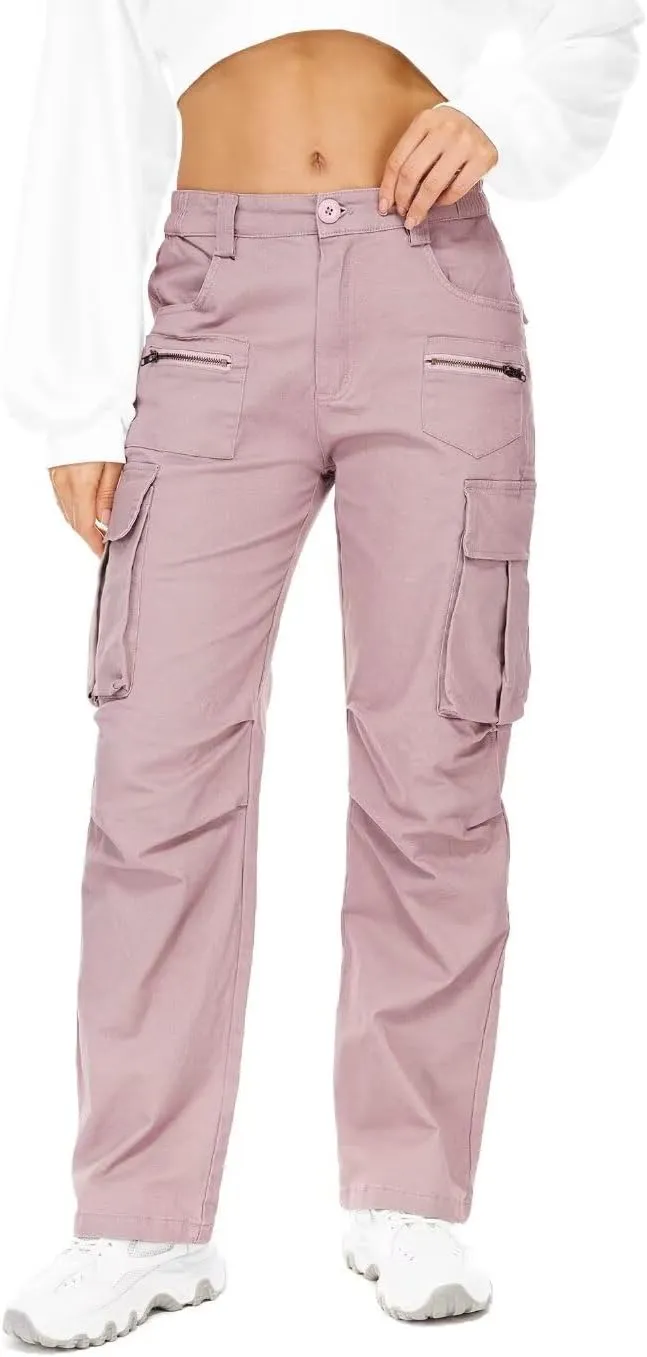 KOCTHOMY Hiking Pants Women Relaxed Fit Cargo Pants Casual Work Pants with Zipper Pockets No Belt