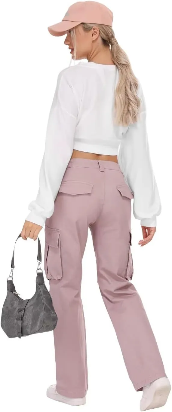 KOCTHOMY Hiking Pants Women Relaxed Fit Cargo Pants Casual Work Pants with Zipper Pockets No Belt