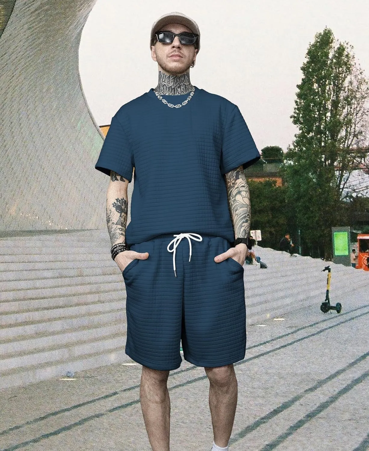 KUYIGO 2 Pieces Outfits Summer Tracksuit Sweatsuits Short Sleeve T-Shirts and Shorts Sets for Generation Z