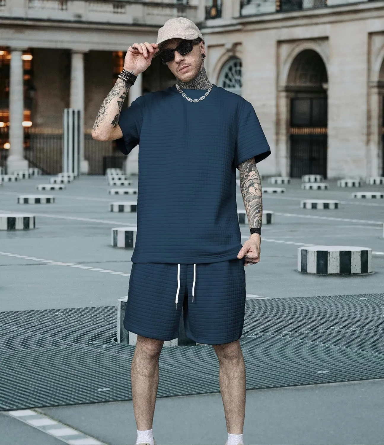 KUYIGO 2 Pieces Outfits Summer Tracksuit Sweatsuits Short Sleeve T-Shirts and Shorts Sets for Generation Z
