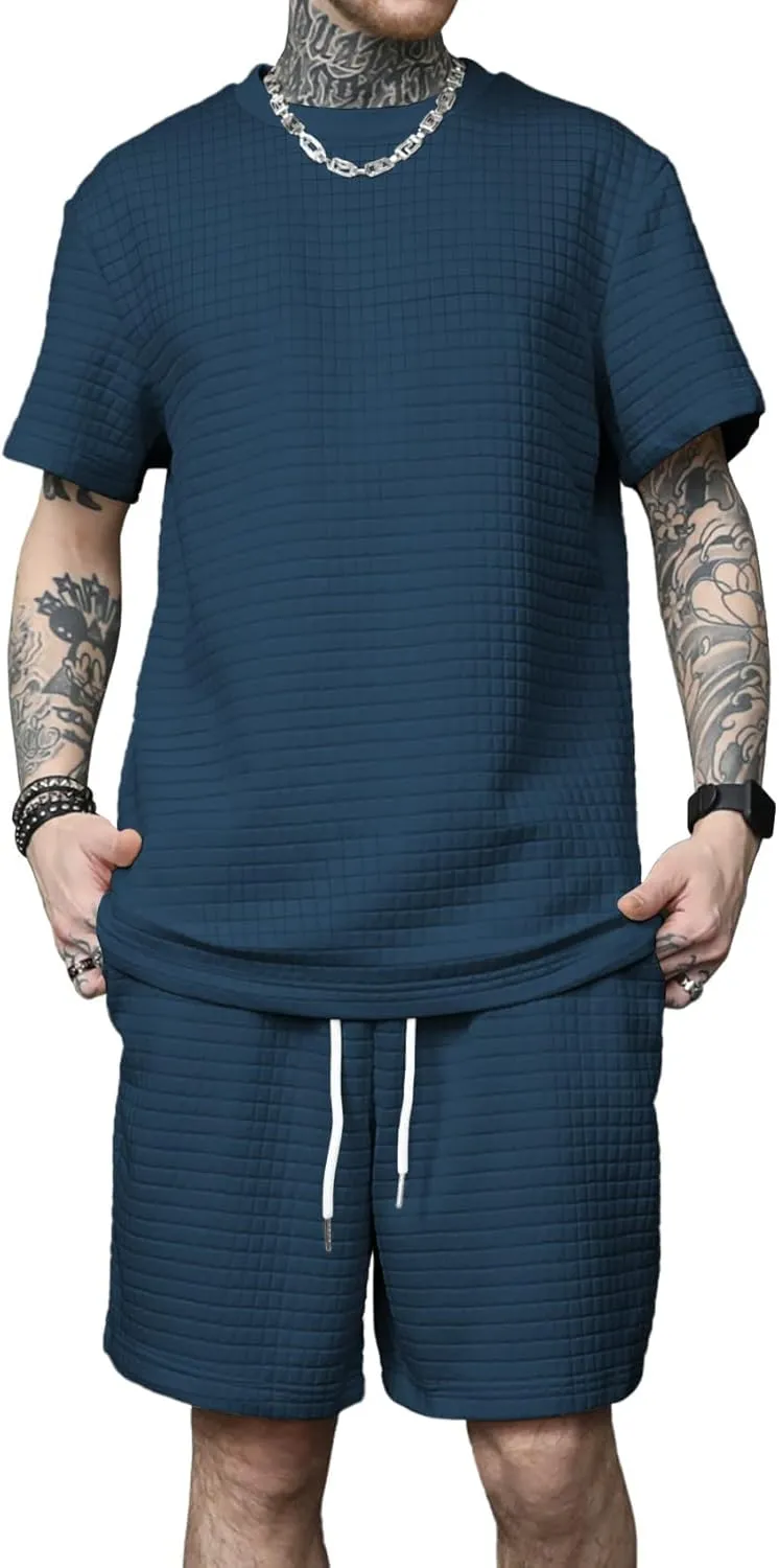 KUYIGO 2 Pieces Outfits Summer Tracksuit Sweatsuits Short Sleeve T-Shirts and Shorts Sets for Generation Z