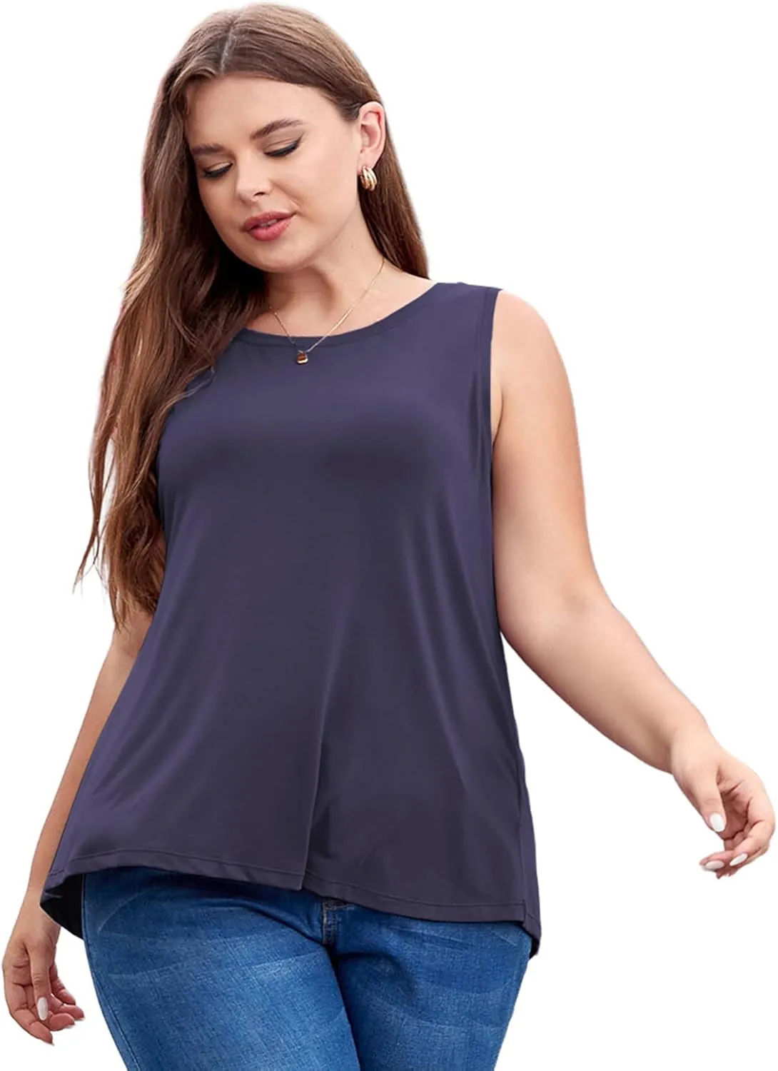 LALAGEN Plus Size Womens Workout Tank Tops Sleeveless Summer Loose Fit Flowy Yoga Athletic Running Shirts