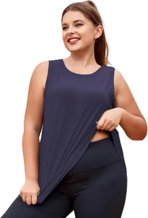 LALAGEN Plus Size Womens Workout Tank Tops Sleeveless Summer Loose Fit Flowy Yoga Athletic Running Shirts