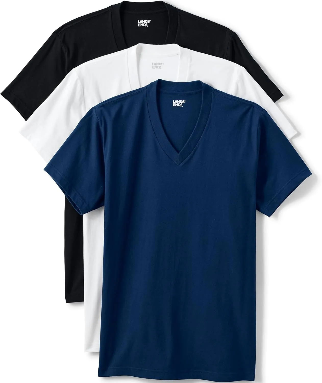 Lands' End Men's V-Neck Undershirt 3 Pack