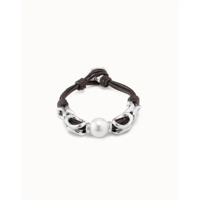 Legend White Leather Pearl Shell Bracelet