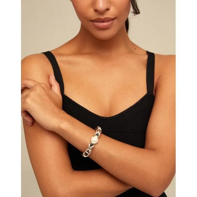 Legend White Leather Pearl Shell Bracelet
