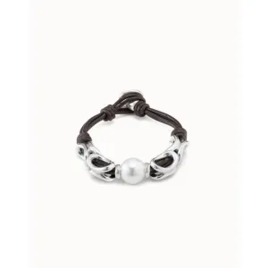 Legend White Leather Pearl Shell Bracelet