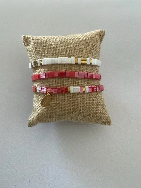 Lenita Stack Bracelet - Red Mix
