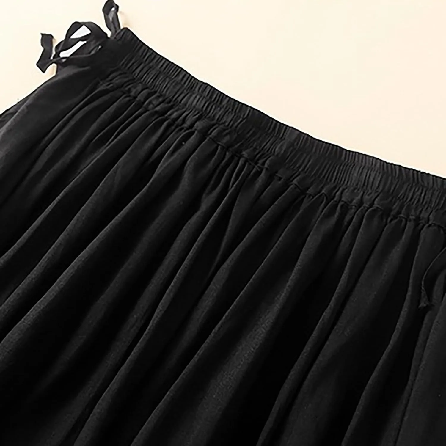 Linen Maxi Skirts for Women Bodycon Flowy Boho Pleated High Cut Drawstring Basic Skirt Women 2025 Trendy