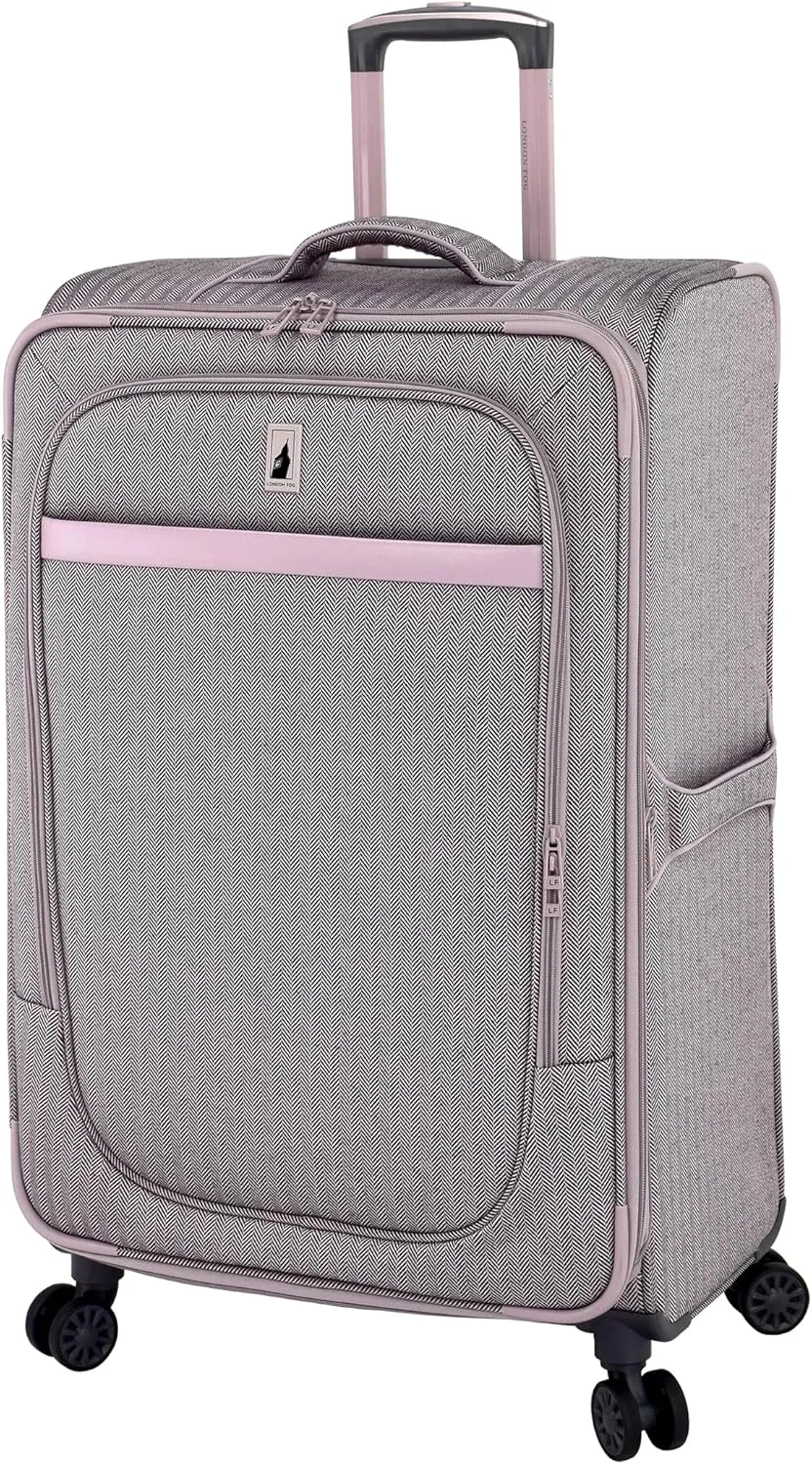 London Fog Kensington Lavender Black Herringbone 28" Expandable Spinner