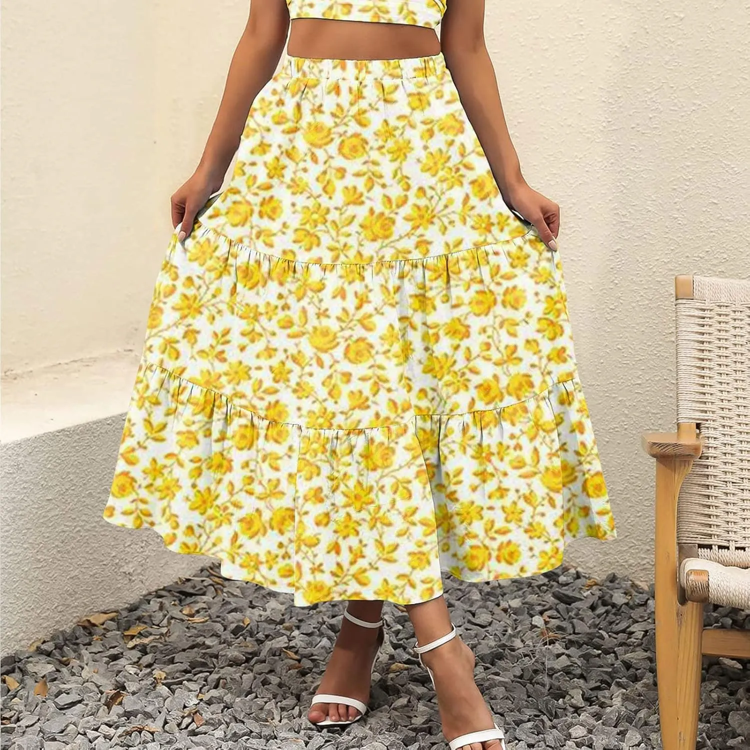 Loose Fit for Ladies Rayon Maxi Long Beach Boho Hawaiian High Cut Tropical Skorts Women 2024 Y2K