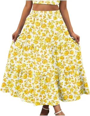 Loose Fit for Ladies Rayon Maxi Long Beach Boho Hawaiian High Cut Tropical Skorts Women 2024 Y2K