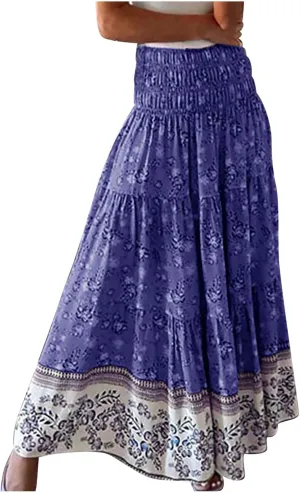 Loose Fit for Ladies Rayon Maxi Long Beach Boho Hawaiian High Cut Tropical Skorts Women 2024 Y2K