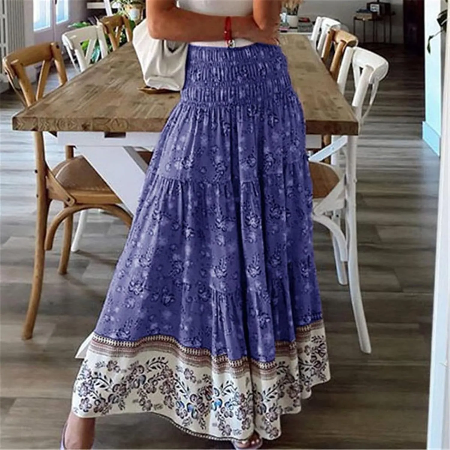 Loose Fit for Ladies Rayon Maxi Long Beach Boho Hawaiian High Cut Tropical Skorts Women 2024 Y2K