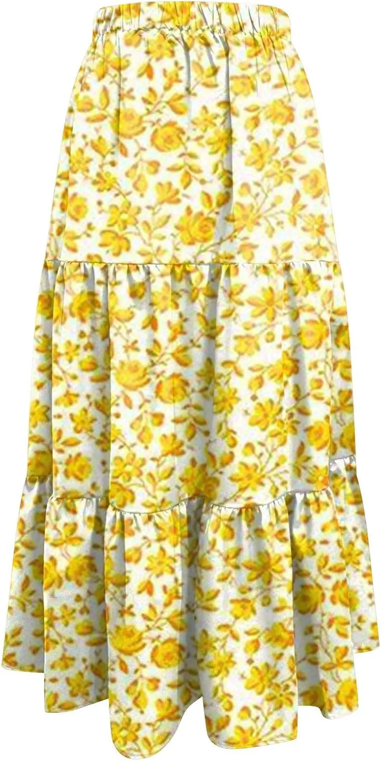 Loose Fit for Ladies Rayon Maxi Long Beach Boho Hawaiian High Cut Tropical Skorts Women 2024 Y2K